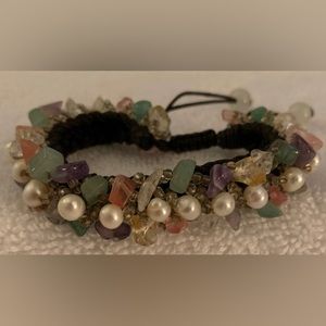 #J901 - Pearl & Multi-Stone (Aventurine, Jade, Amethyst, Rose Quartz) Bracelet